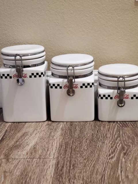 Coca Cola 2002 Gibson Ceramic Canister Set Of 3