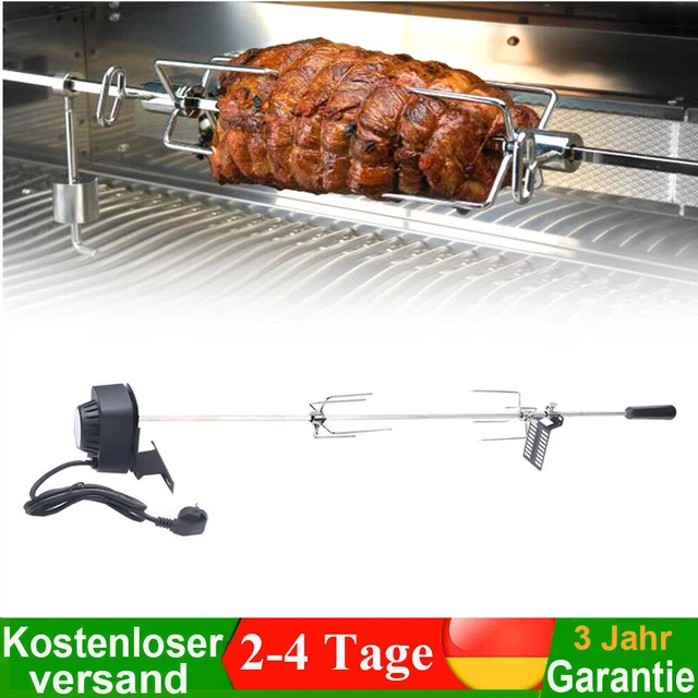 Drehen BBQ Grillspieß mit Edelstahl Motor Drehspiess Drehspieß Gasgrill Kit Neu