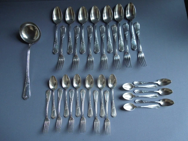 Couverts Style Louis Xv Metal Argente Orfevre Ravinet Denfert Reassort 33 Pieces