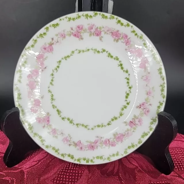 Antique Charles Field Haviland Limoges Replacement Saucer Pink Roses Green Leaf