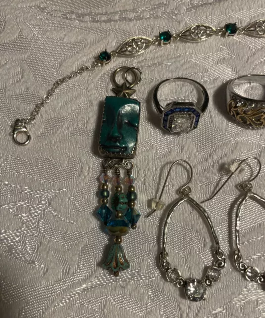 9 Items Sterling Silver Jewelry Lot For Sale Great Used Condition 3