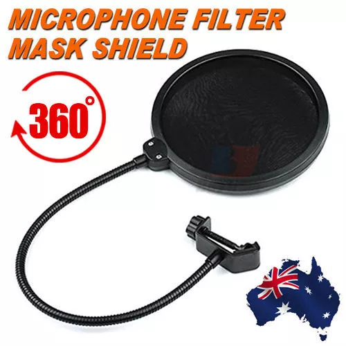 Microphone Windscreen Wind Screen Pop Filter Swivel Mount 360 Flexible Holder