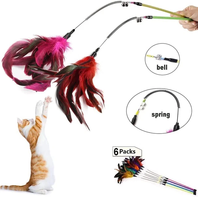Jouets Pour Chat Avec Plumes Et Baguette Pour Chat Jouet En Forme De Plume 2