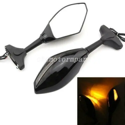 LED Turn Signal Rearview Mirrors For Ninja 250R 500R 650R ZX-6R ZX636 ZX750