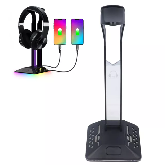 New bee Support Casque RGB Gamer avec 2 Ports Type-c et USB