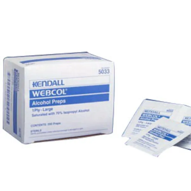 Limpieza de preparaciones de alcohol Kendall Webcol™, mediana, 2 capas, 1's (caso de 4000)