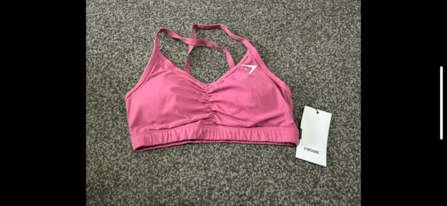Reggiseno sportivo nuovo con etichette Gymshark blush rosa arricciato -S | piccolo | nuovo con etichette