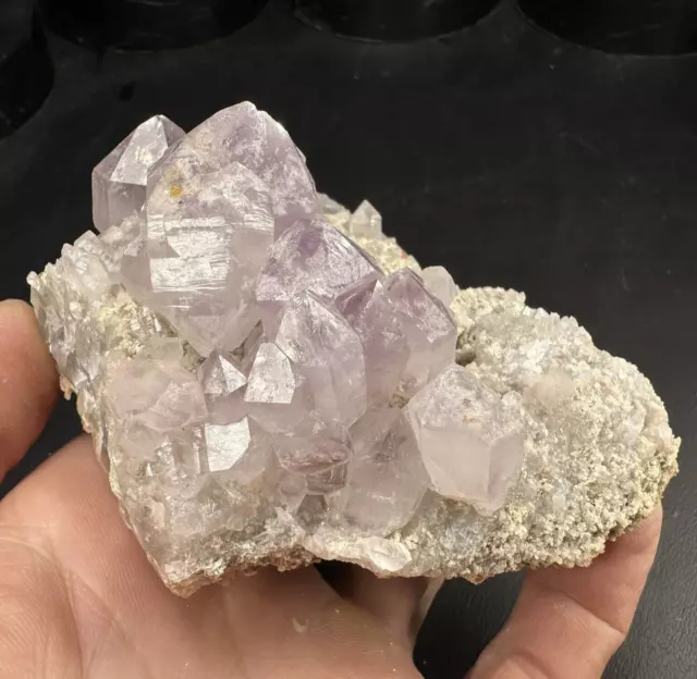 Double Terminated Light Amethyst Quartz Crystals on Druse Matrix / Georgia
