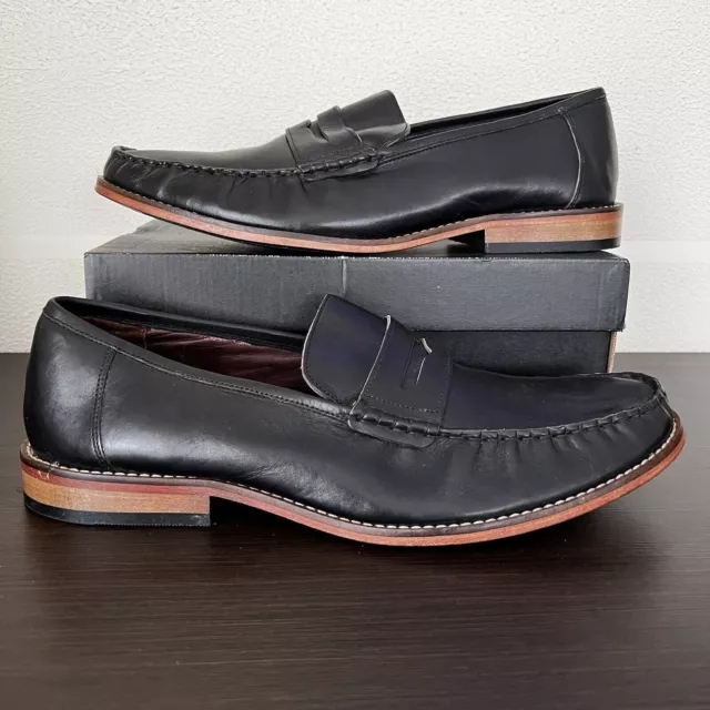 Samuel Windsor Uomo Taglia US 13.5 Pelle Nera Slip On Mocassini Scarpe 2