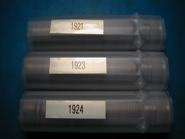 1921-P, 1923-P, 1924-P  3 Solid Date Lincoln Wheat Cent Penny Rolls, 150 Coins