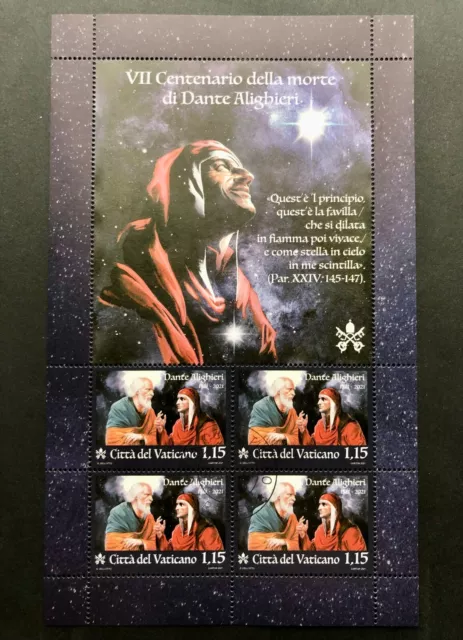 Foglietto Vaticano 2021 VII centenario morte Dante Alighieri TIMBRATO / stamp