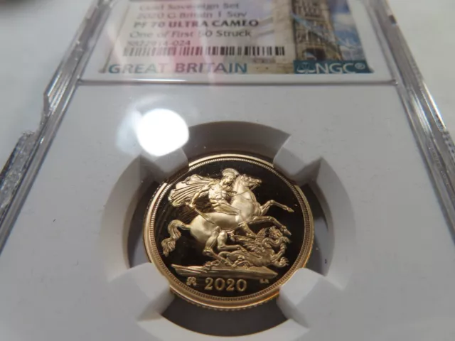 R22 Great Britain 2020 GOLD Sovereign NGC PROOF-70 ULTRA CAMEO