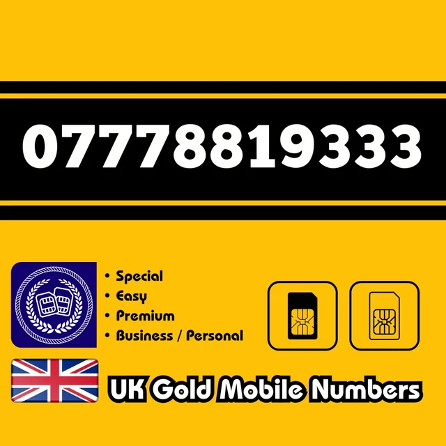 Gold Mobile Number Easy VIP Business Special Memorable UK O2 EE Voda 3 SIM Card