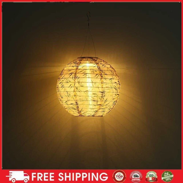 Linterna solar redonda LED de 10 pulgadas para colgar en jardín (Pink Base Green Lea)