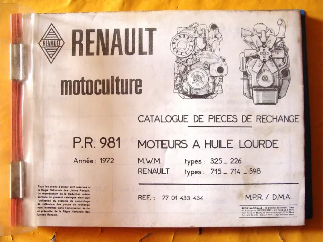 Tracteurs RENAULT motoculture / Moteurs à huile lourde / Catalogue pièces 212 p