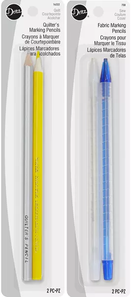 Dritz Fabric Marking Pencils, Water Soluble and Retractable White/Blue + 2 Reg