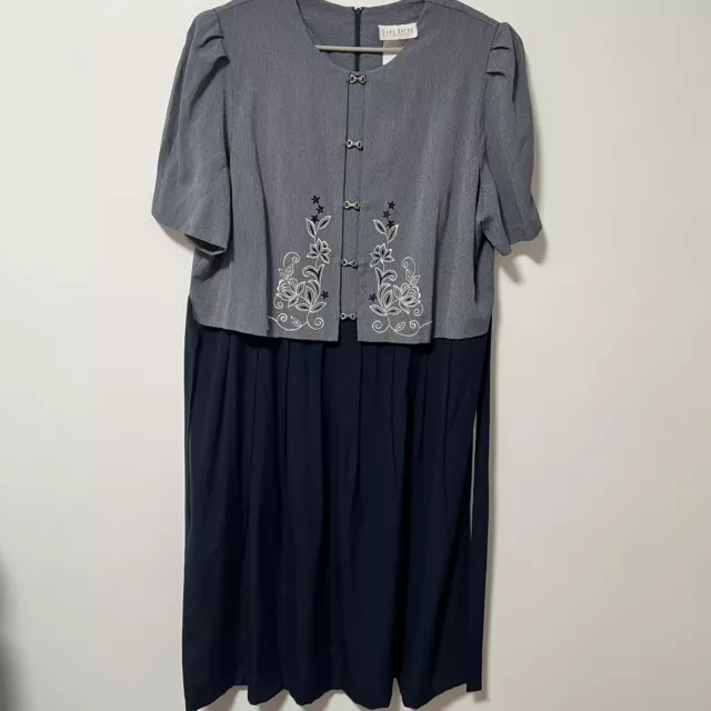 Vintage Lady Dorby Modest Dress Size 18W With Shoulder Pads Church Dress