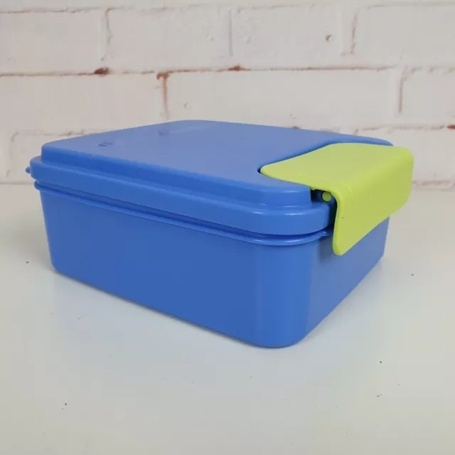 Large Tupperware Fuel Pack Square Lunch Box Solid Clip Compartment Blue Green