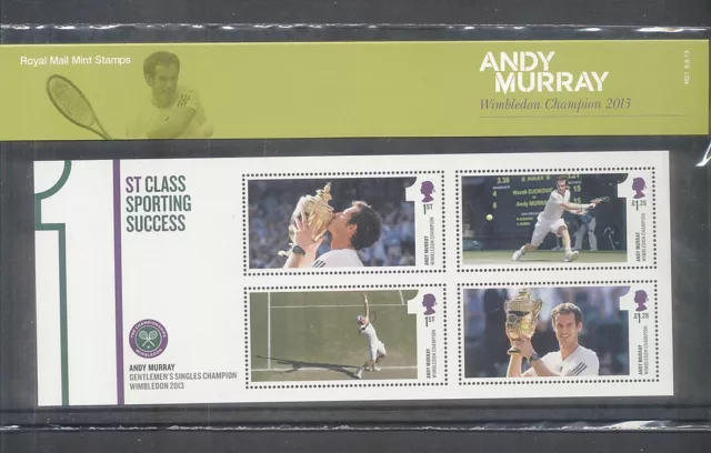 Gb 2013 Andy Murray Wimbledon Champion Stamp Presentation Pack