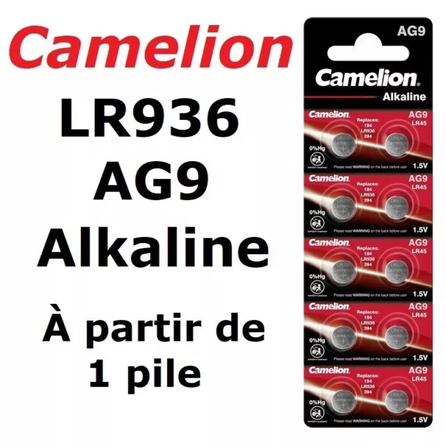 Pile Bouton LR936 / SR936SW / SR936W / SR936 / AG9 / LR45 / 394 / Camelion 1,5V