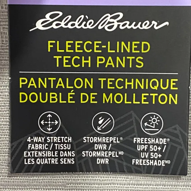 EDDIE BAUER FLEECE Lined Tech Pants Mens 38 x 32 Black Water Repellent ...