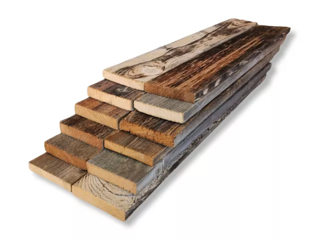 Authentic Reclaimed Wood Planks - Barnwood Boards for Accent Walls - 12 pack