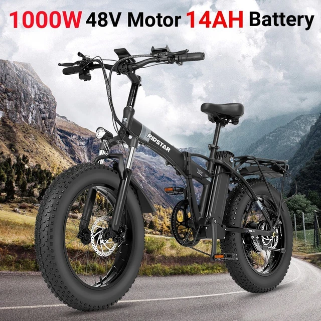 RIDSTAR ELECTRIC BIKE 20" 48V 1000W Foldable EBicycle Fat Tires
