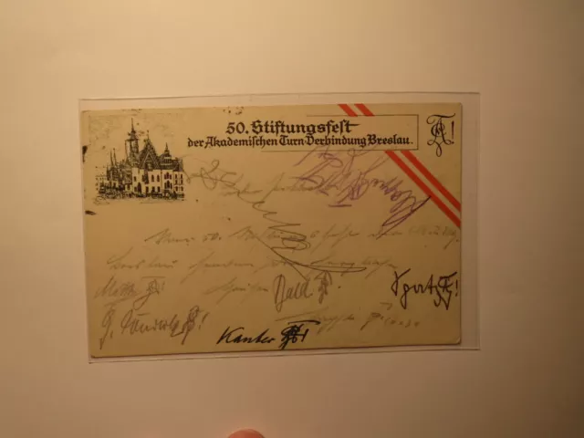 Akademische Turn-Verbindung Breslau ATV 50. Stiftungsfest 1926 Karte Studentika
