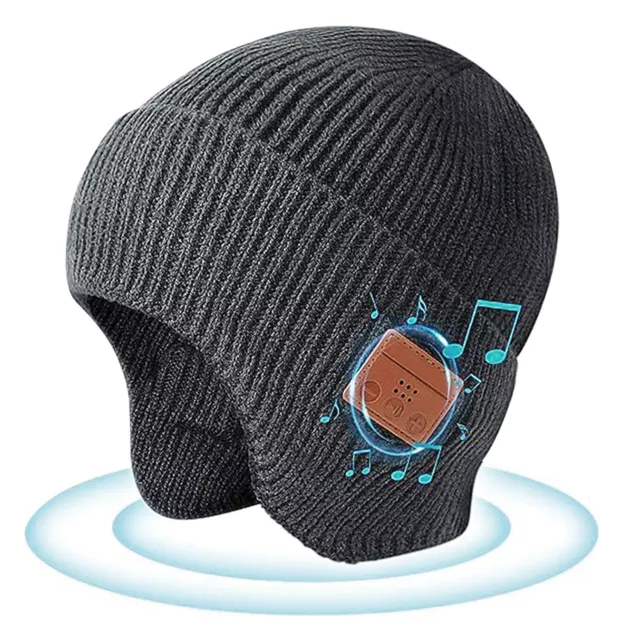 Wireless V5.0 Beanie Hat w/ Headphones Winter USB Music Beanie Headset +Warm Hat