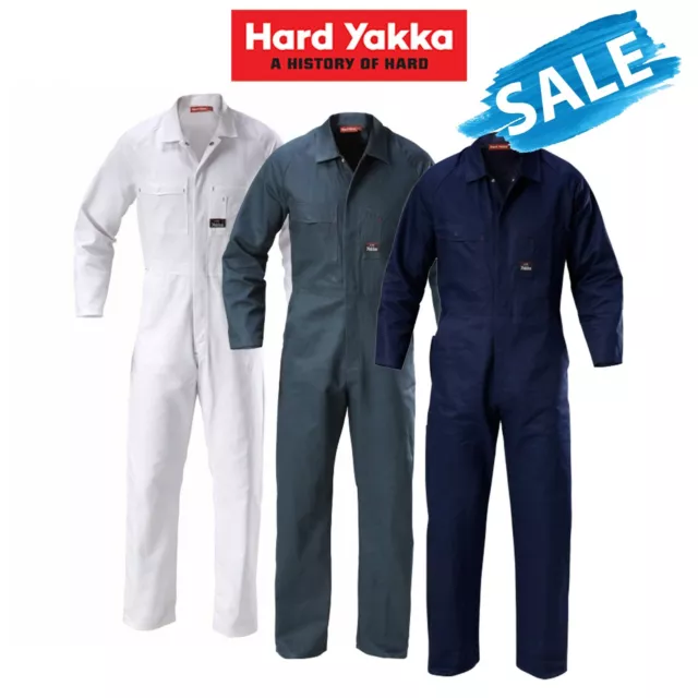 SALE Hard Yakka Mid Weight Coverall Cotton Drill Overall Work Nickel Stud Y00010