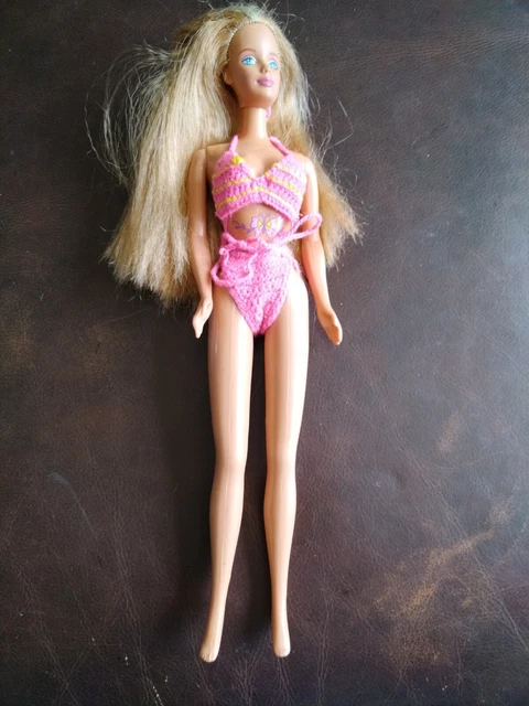 90s Swimsuit Barbie VINTAGE MATTEL BARBIE Butterfly Art Doll Crimped Hair Swimsuit