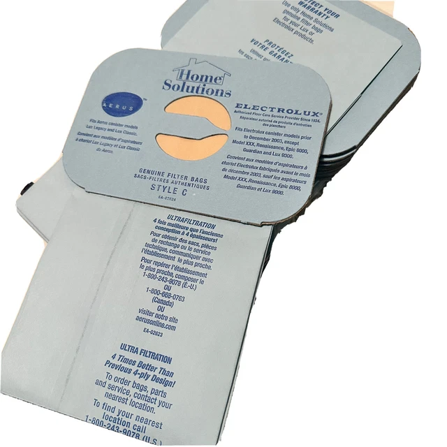 Home Solution Style U (9) Vacuum Replacement Filter Bags Electrolux Aerus Lux