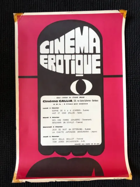 Affiche cinéma erotique des années 70 -cinema Gallia bordeaux