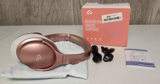 INFURTURE Active Noise Cancelling Headphones, BN701A Rose Gold Pink Wireless
