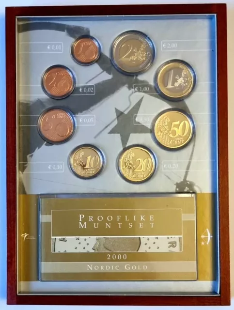 2000 Nederlands Set of euro coin coffret wood box Starter Kit Proof-like