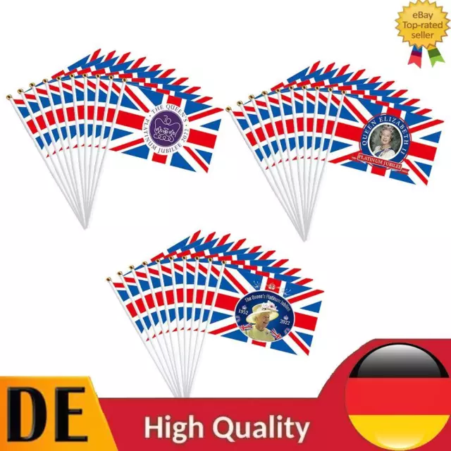 Small Flag 10pcs Queens British Flag Handheld Stick Union Jack Flags