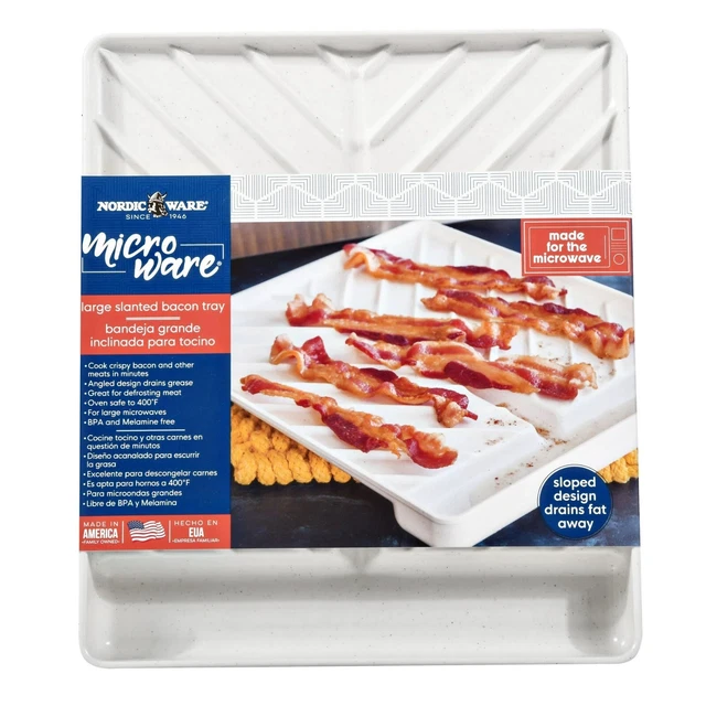 Nordic Ware Microwave-safe Large Slanted Bacon Tray, White, 60151W Nordic Ware Microwave-safe Large Slanted Bacon Tray, White, 60151W