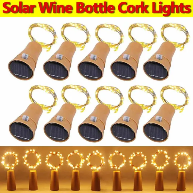 6 Pack Solar Power Fairy String Lights Wine Bottle Cork Shaped Xmas Party Decors