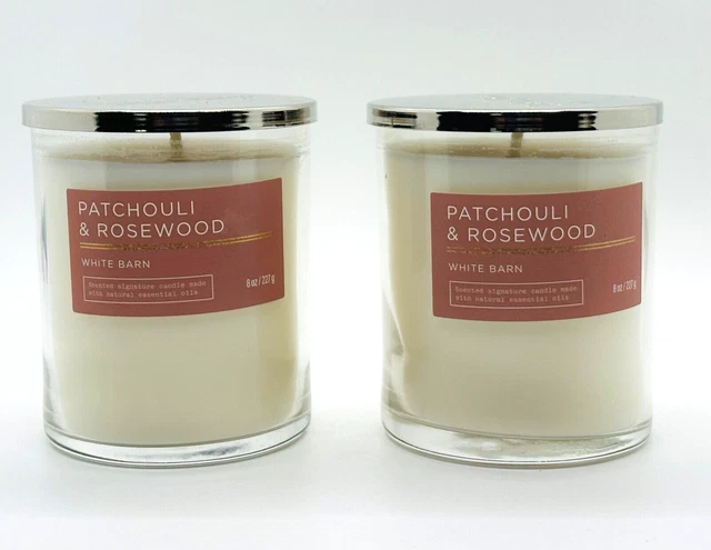 2 Bath & Body Works PATCHOULI & ROSEWOOD Signature Medium Single Wick Candles