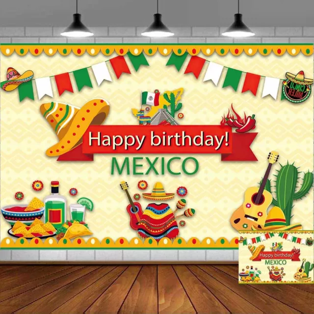 Bandera de fondo de vinilo fiesta de fiesta de carnaval mexicano 5x3 ft