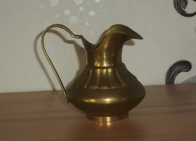 toller alter Messing Krug Kanne Vase mit Henkel + Verzierung  DEKO LANDHAUS LOFT