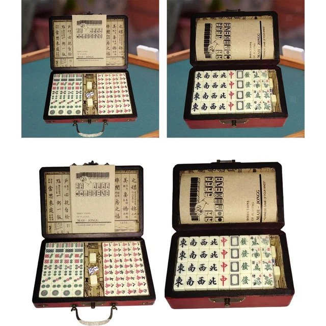 Mini Mahjong Chinois 144 Mahjong Tile Set Avec Tapis De Mahjong Jeu De