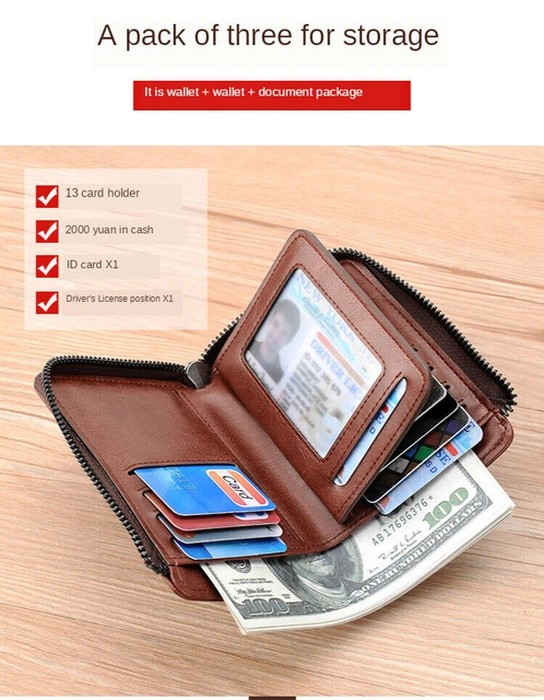 Mens Womens Wallet Leather Credit Card Holder RFID Blocking Zipper Pocket Purse 2