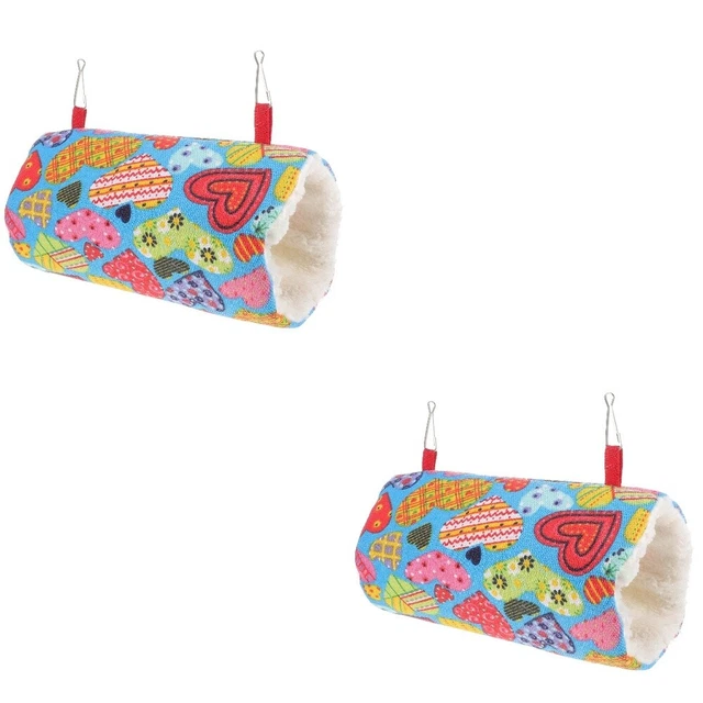 2 Pieces Hamster Toys Parrot Tunnel Hammock Parrot Toys Cylinder