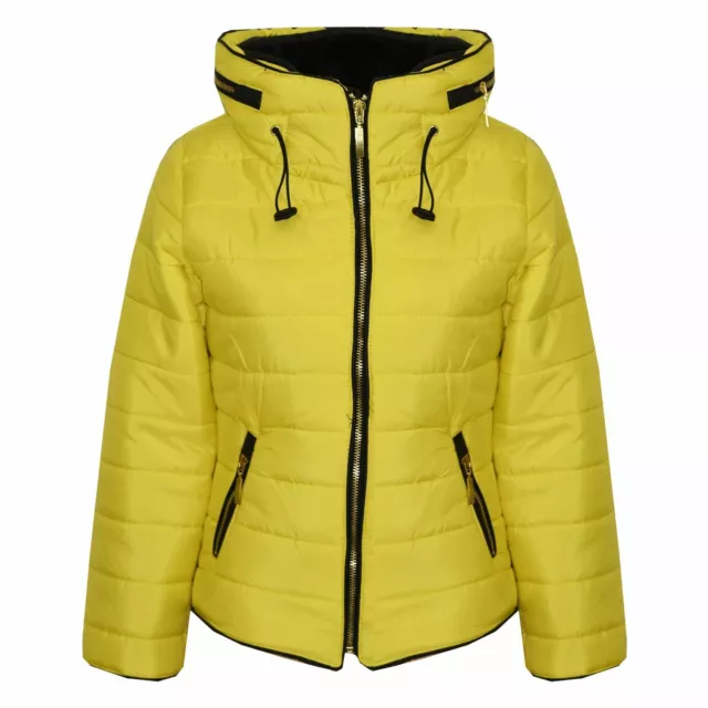 Girls Jacket Kids Padded Mustard Puffer Buble Fur Collar Quilted Warm Thick Coat