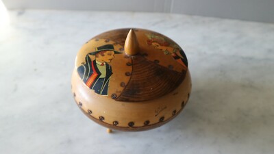 RARE PANNEAU BOIS SOUVENIR DE BRETAGNE ANNEES 30 BEL ETAT BRETONNE EN HABITS 