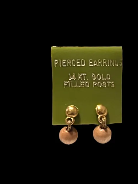 14 KT Gold Filled Posts. Brown Dangle Pierced Earrings