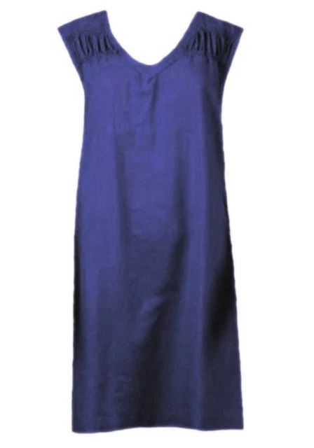 New Womens Ladies Navy Linen Sleeveless Beach Holiday Summer Dress Size 8 10