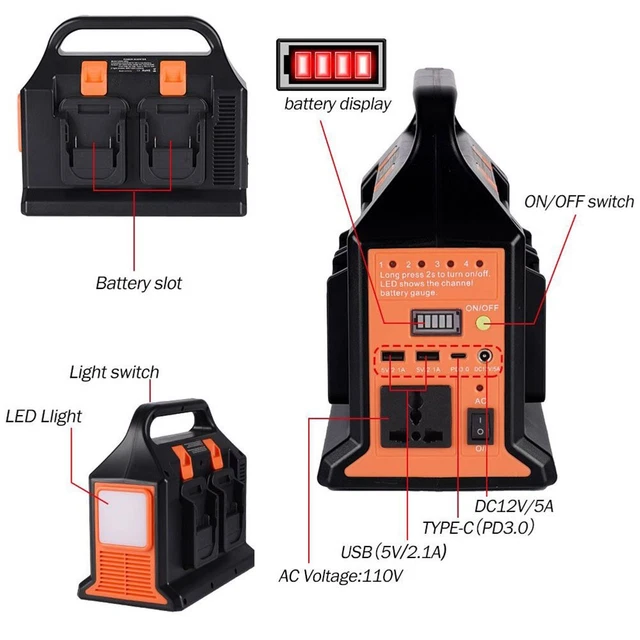 Inverter sinusoidale puro 300 W ricambio per batteria 18 V su AC 110 V/220 V nuovo