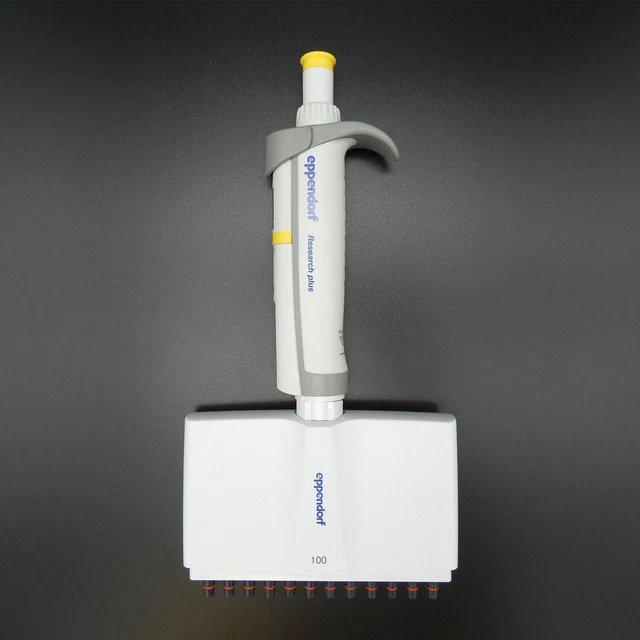Eppendorf Research Plus Pipette, Multi 12 Channel, 10-100ul, Yellow, w Certif.